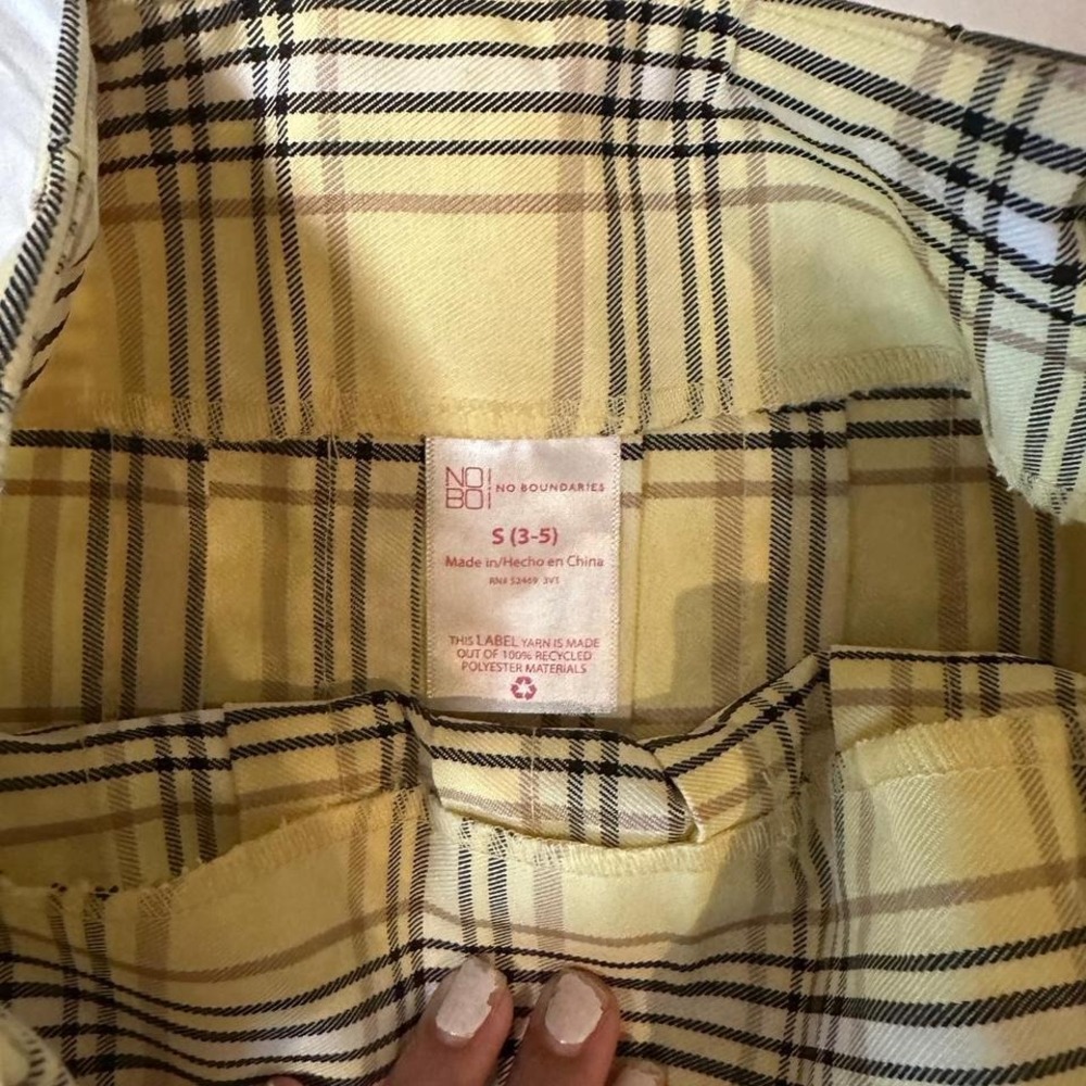 yellow plaid pleated skirt - Picture 2 of 4
